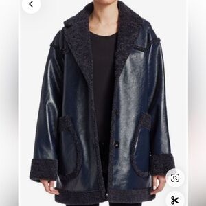 Opening Ceremonies navy faux shearling patent reversible coat size 2 (medium)‎
